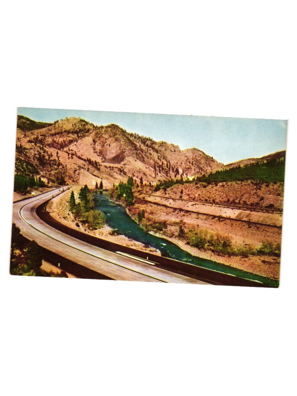 Colorful Highway 40 Truckee River Valley Scenic Postcard Natural Mike Roberts